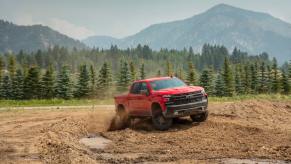 2019 Chevrolet Silverado Trail Boss running through the dirt