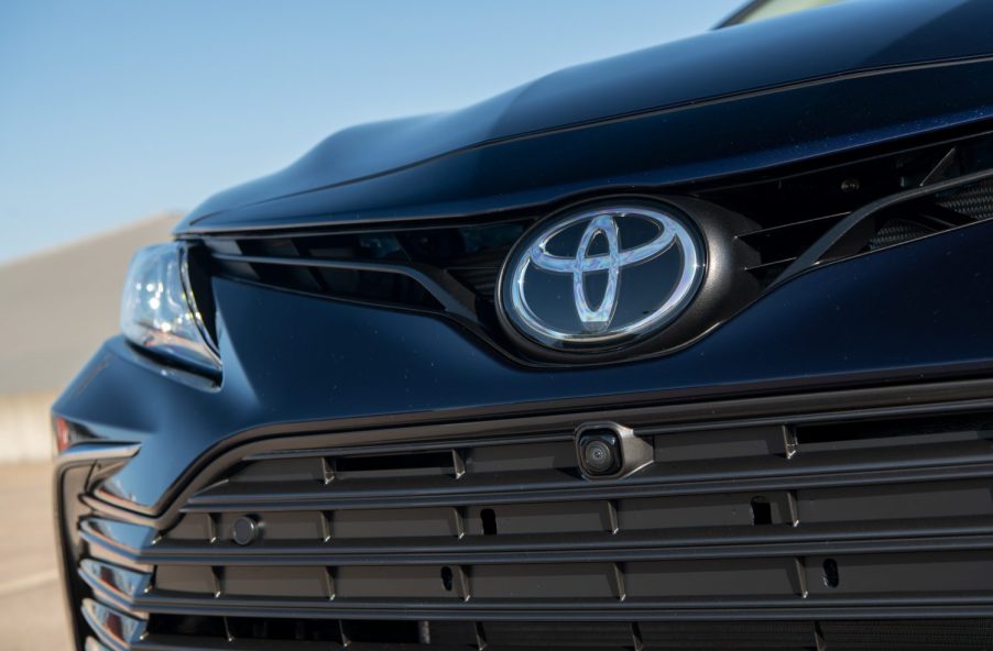 Front badge shown on a 2021 Toyota Camry