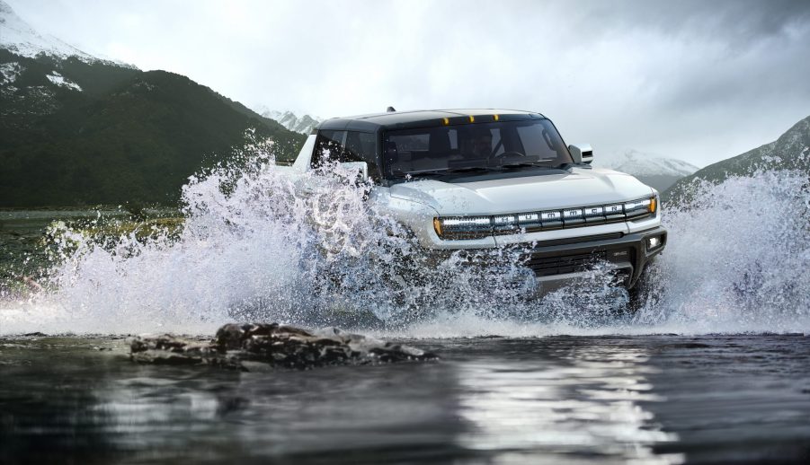 2022 GMC Hummer EV splashing through some water