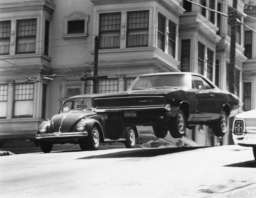 the famous scene from Bullit with the 1968 Dodge Charger jumping