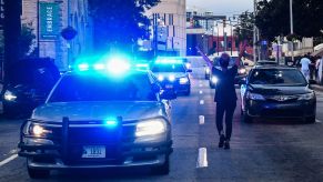 Police cars outside the Georgia State Capitol on June 17, 2020