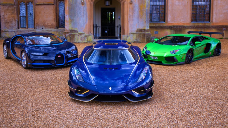 The Bugatti Chiron, Koenigsegg Regera and Lamborghini Aventador.