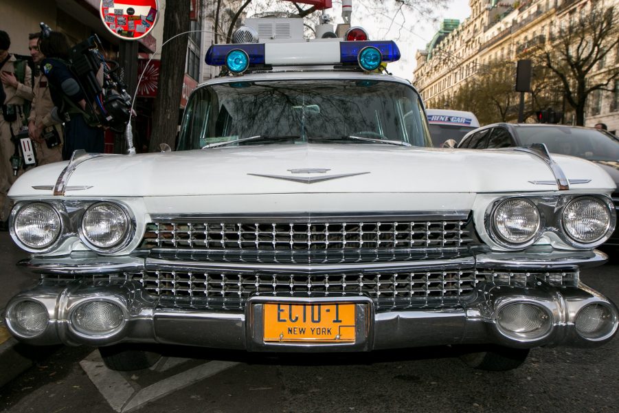 Ecto 1 replica in France as people gear up for Ghostbuster: Afterlife