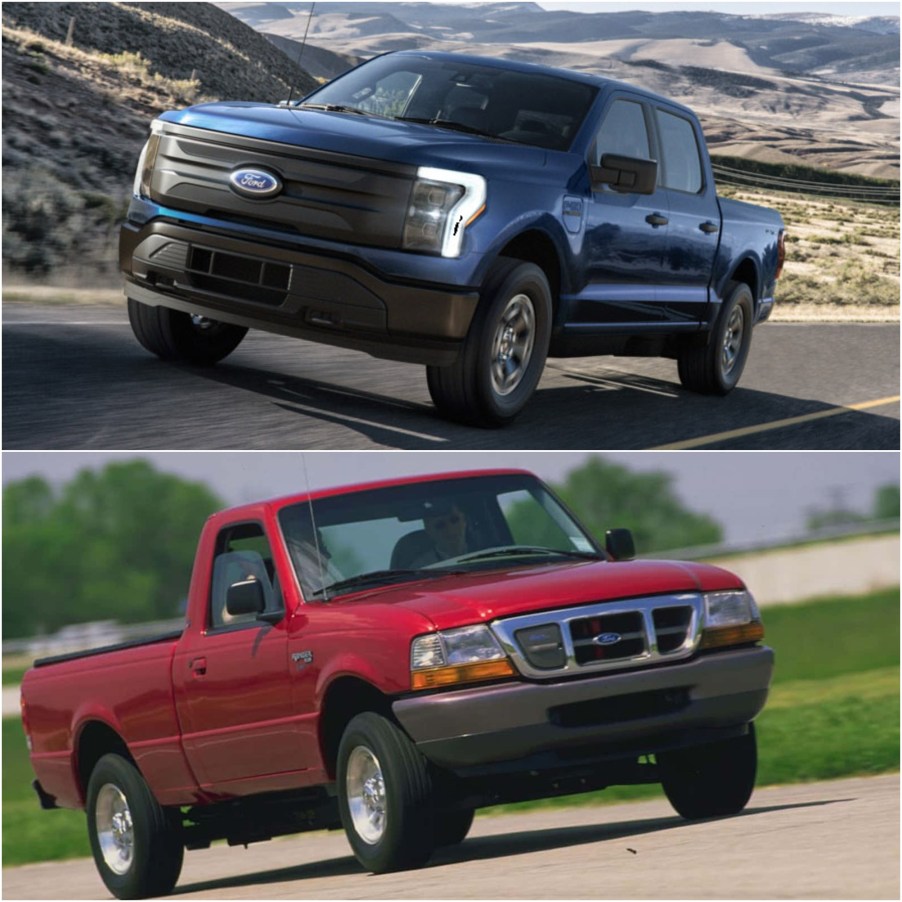 A Ford F-150 Lightning (Top) and Ranger EV (Bottom)