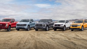 Ford truck lineup: F-250, F-150 Lightning, F-150, Ranger, and Maverick