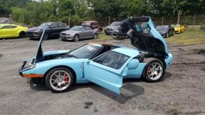 Ford GT with trunk, hood and doors open