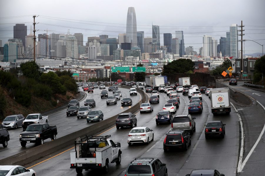 San Francisco traffic on a cloudy morning