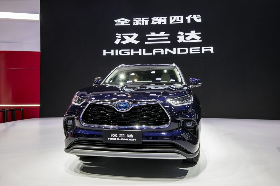 The Toyota Highlander on display at an auto show in Shanghai, China