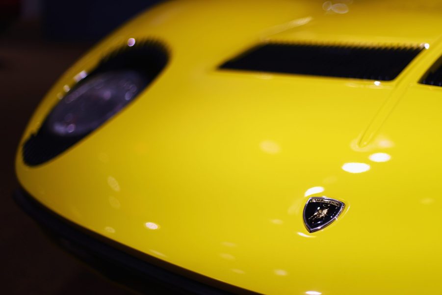 A yellow Lamborghini Miura in Essen, Germany