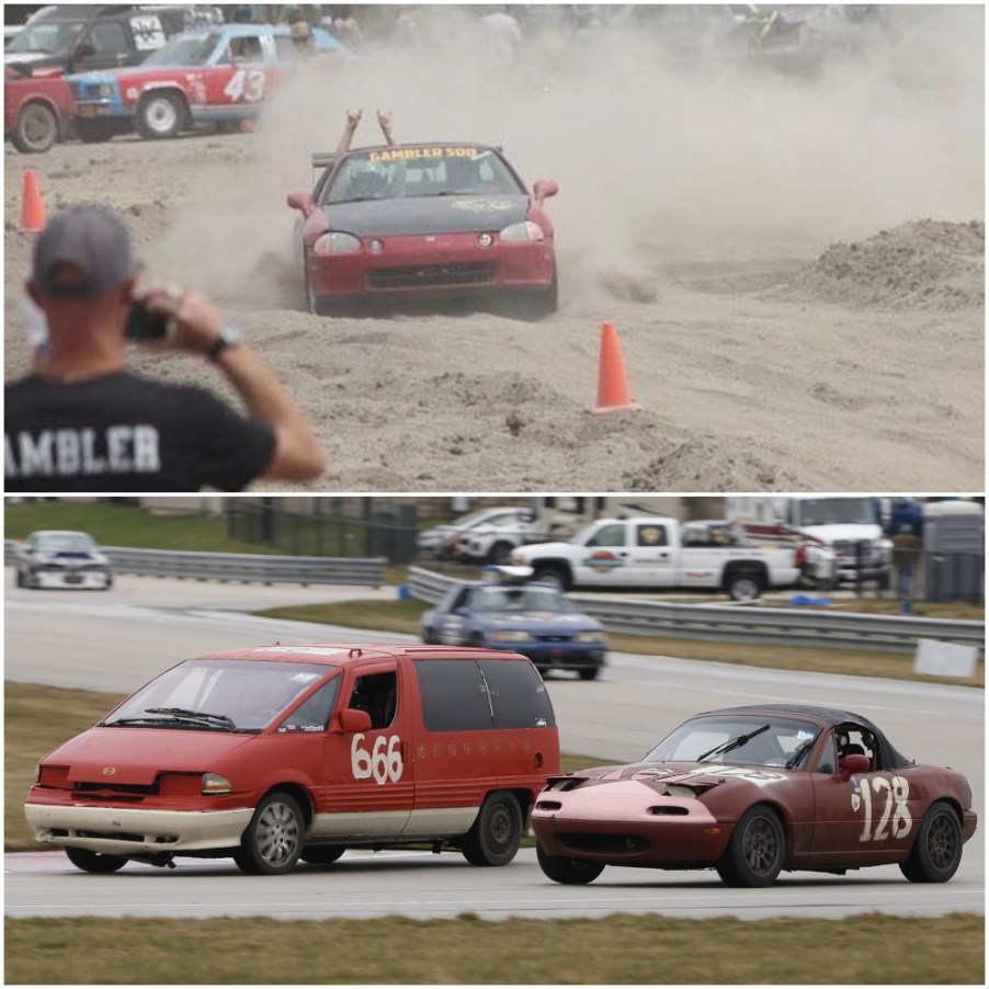 The two cheap car races: HooptieX (top) vs LeMons (bottom)