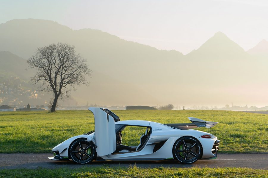 The Koenigsegg Jesko on a dewy morning in Sweden