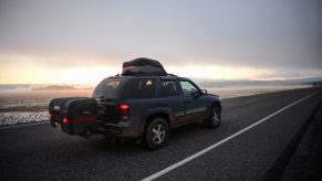 Road at sunset in Yellowstone