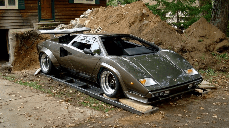 An image of a custom-built Lamborghini Countach replica.