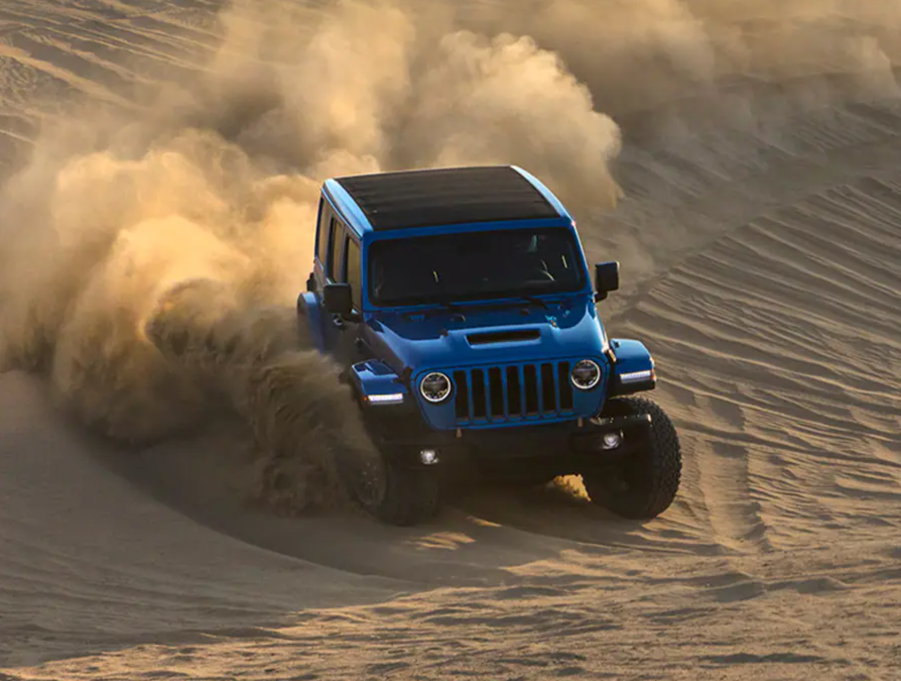 Jeep Wrangler ripping through the sand shows that its ready for some competition from the 2021 Ford Bronco