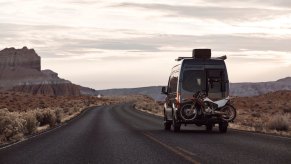 Thor 4x4 Sanctuary camper van with a dirtbike on the back