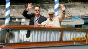 Tom Hanks and Steven Spielberg on a boat at the Venice Film Festival