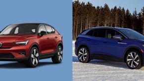 The 2022 Volvo C40 Recharge and the 2021 Volkswagen ID.4 EV SUV models