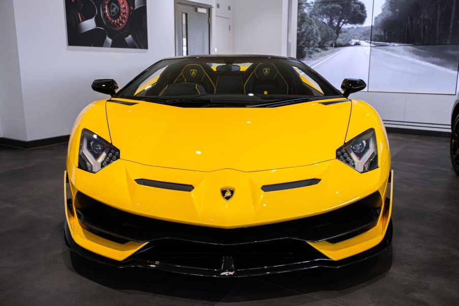 A yellow Lamborghini Aventador got into a crash