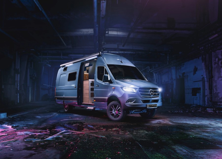 The Alphavan 4x4 parked at night