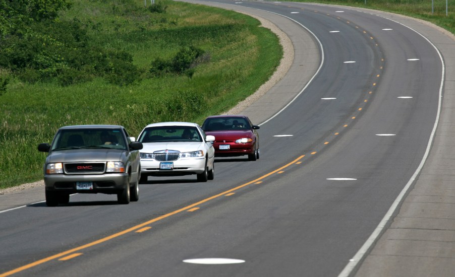 Annoying drivers tailgate on Highway 55 near Buffalo, Minnesota