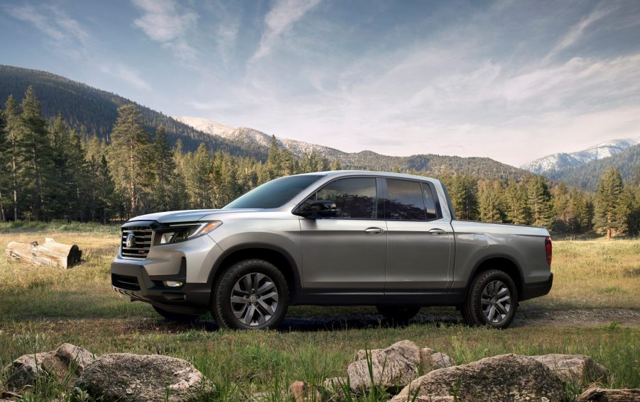 Honda's Ridgeline sits in a meadow