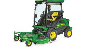 A John Deere air conditioned lawn mower