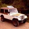 A 1979 Jeep CJ-7 Golden Eagle parked on a dirk road