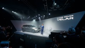 The all-new Land Rover Range Rover Velar onstage at its U.S. debut on April 11, 2017