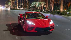 The 2020 Chevy Corvette on the Vegas strip at night