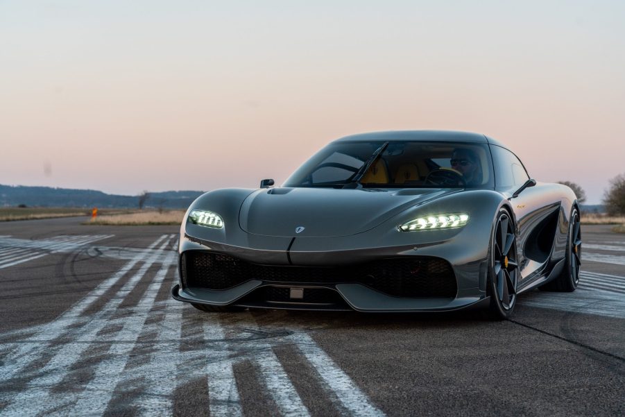 The 2021 Koenigsegg Gemera on a runway in Sweden