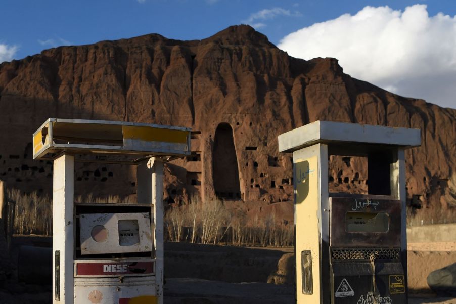 An Afghanistan petrol gas pump station near a Taliban attack site