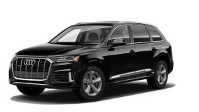 A black 2021 Audi Q7 against a white background.