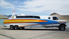 A side view of the Boaterhome. Car enthusiast John Ortlieb of Nevada owns two of these vehicles. Only 21 exist.