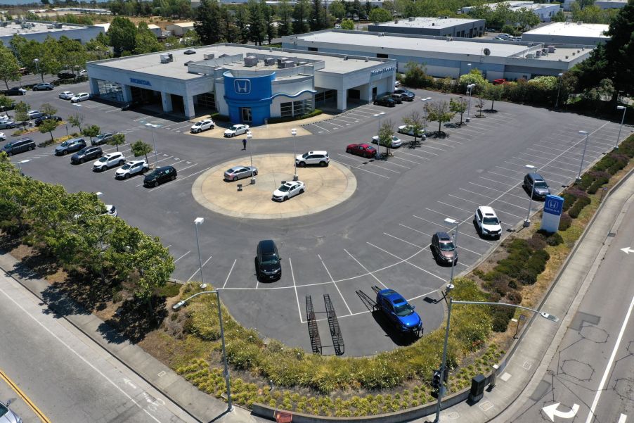 Empty Honda lot due to chip shortage.