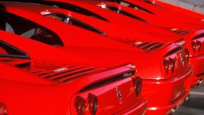 Ferrari F355s at the factory in Maranello, Italy, in February 1995