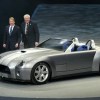 Carroll Shelby and Bill Ford Jr. introduce the Ford Shelby Cobra Concept at the North American International Auto Show 2004 in Detroit