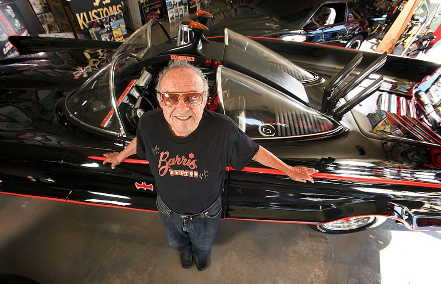 George Barris in front of Batmobile