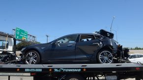 Crashed Tesla On Flatbed