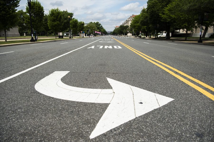 An empty street in Washington DC