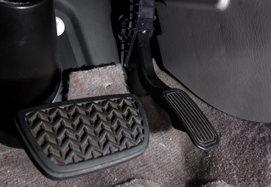 A set of pedals inside a Toyota