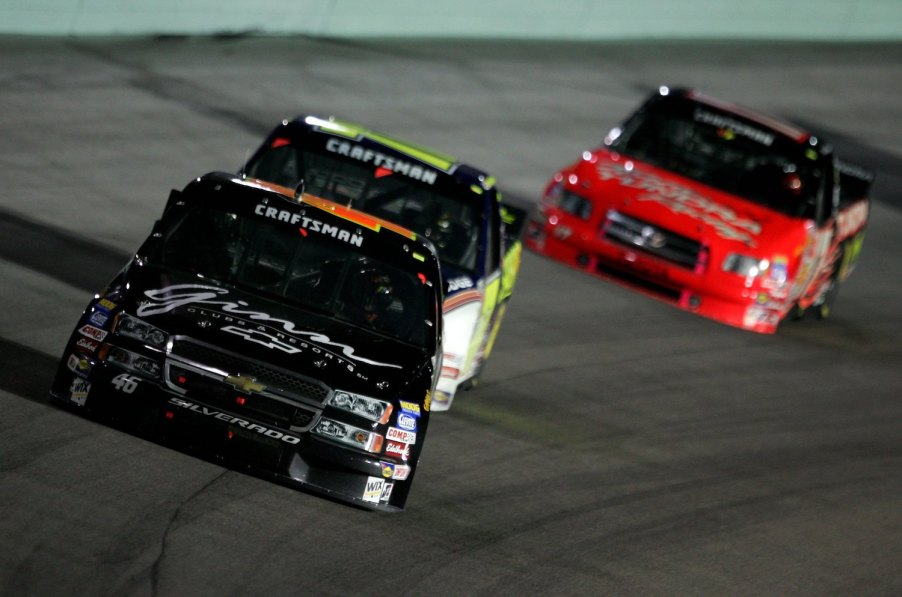 NASCAR truck race featuring a Dodge, Chevrolet, and Silverado. Which V8 is the best truck engine?