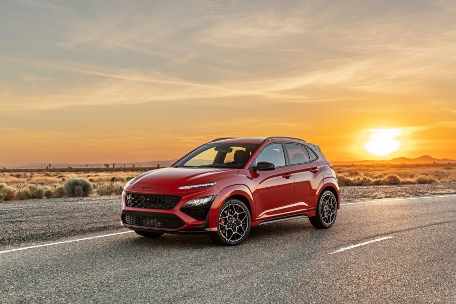 The new Hyundai Kona N photographed at sunset