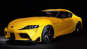 Life-sized Toyota GR Supra made from Lego bricks.