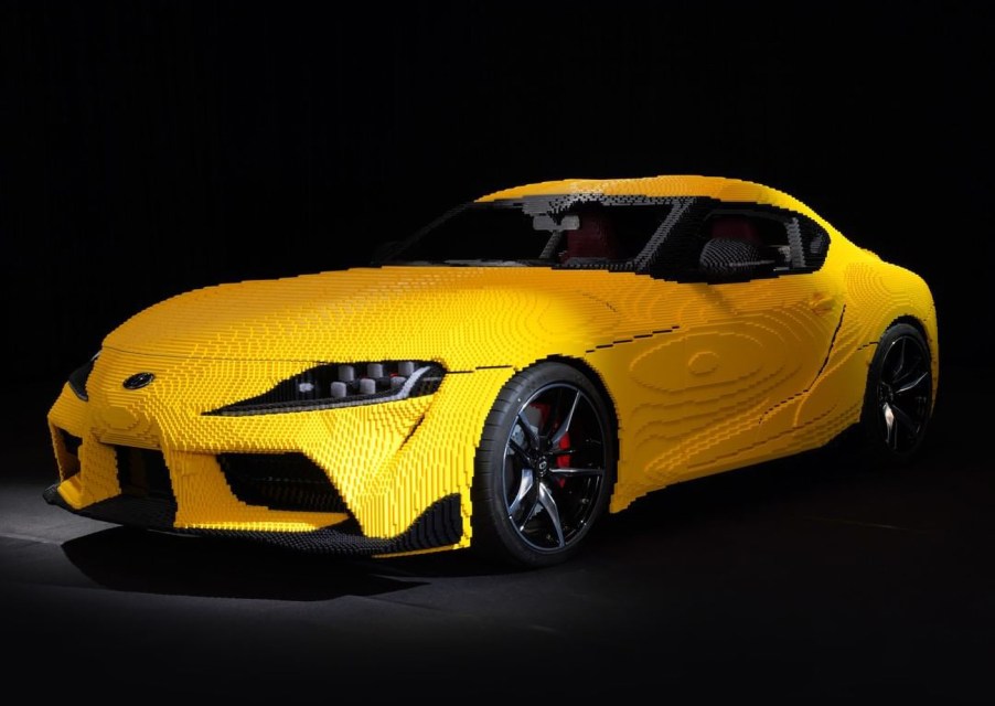 Life-sized Toyota GR Supra made from Lego bricks.