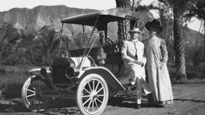 Couple stand by their 1909 Ford Model T