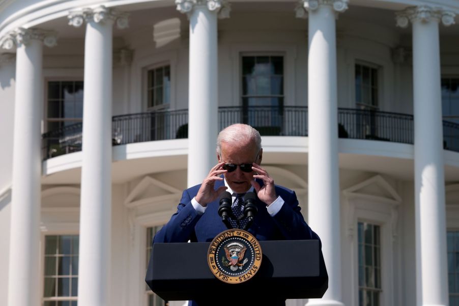 President Joe Biden making a speech on clean cars and trucks at the White House