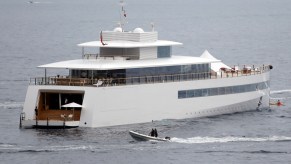 The yacht Venus, designed for Steve Jobs by French designer Philippe Starck, is moored on the French Riviera in July 2013