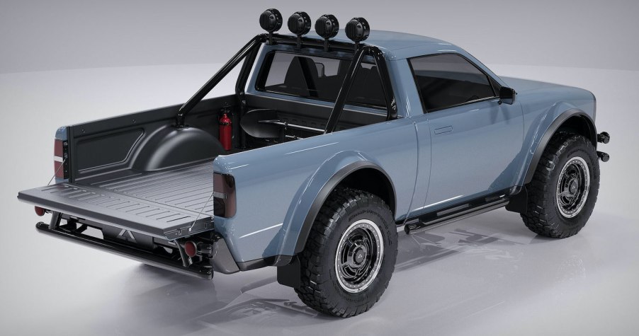 This is a prototype of the Alpha motors WOLF, a true compact truck EV