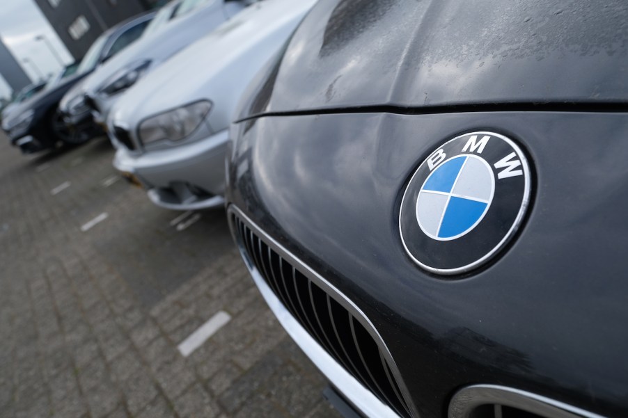 bmws parked outside dealership