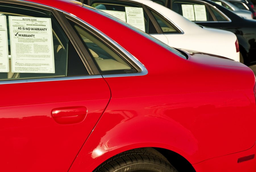 warranty sticker on a used car